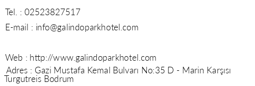 Galindo Park Hotel telefon numaralar, faks, e-mail, posta adresi ve iletiim bilgileri